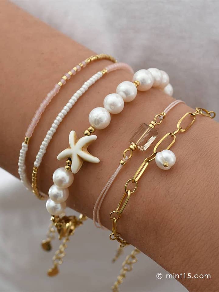 Bracelet Set 'Pearl Glow' for wholesale by Mint15