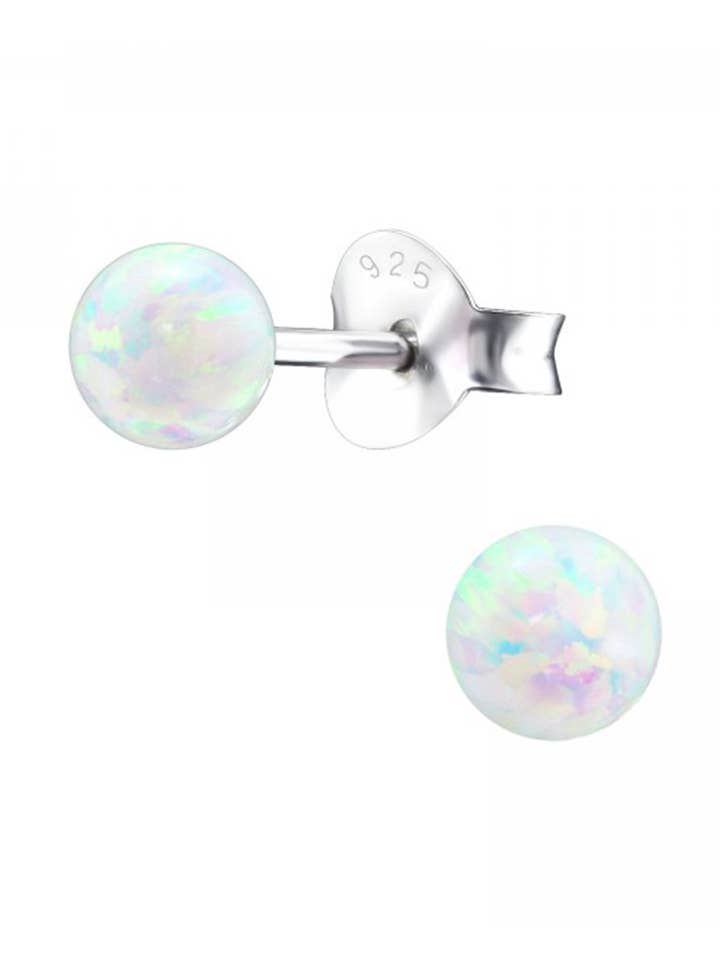 Sterling Silver Ball Stud Earrings With Opal - SS for wholesale by Zoey Simmons