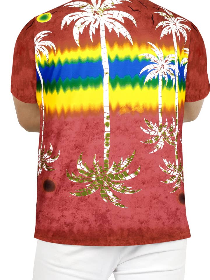 LA LEELA men Party Beach Hawaiian Front Pocket Shirt 137395 for wholesale by La Leela LLC