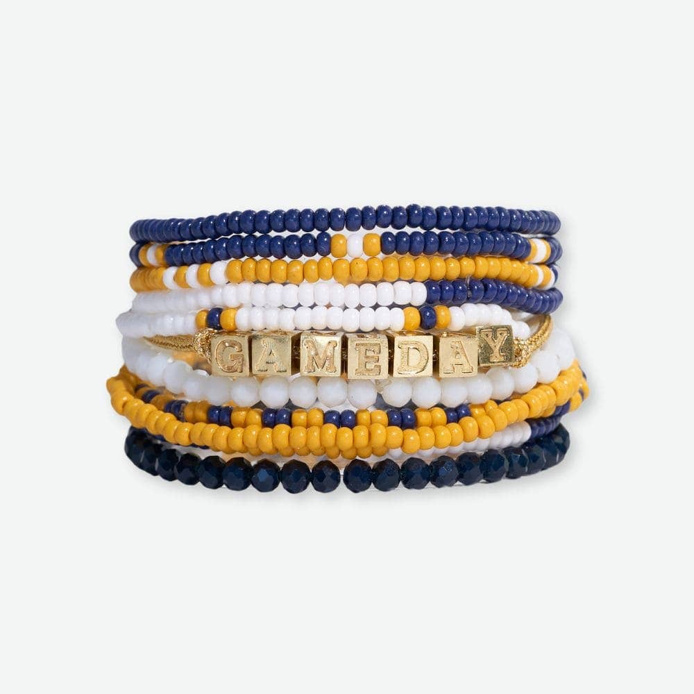 INK + ALLOY - Wholesale Jewelry Set - Bracelet Stack Game Day Navy + Yellow + White Wholesale