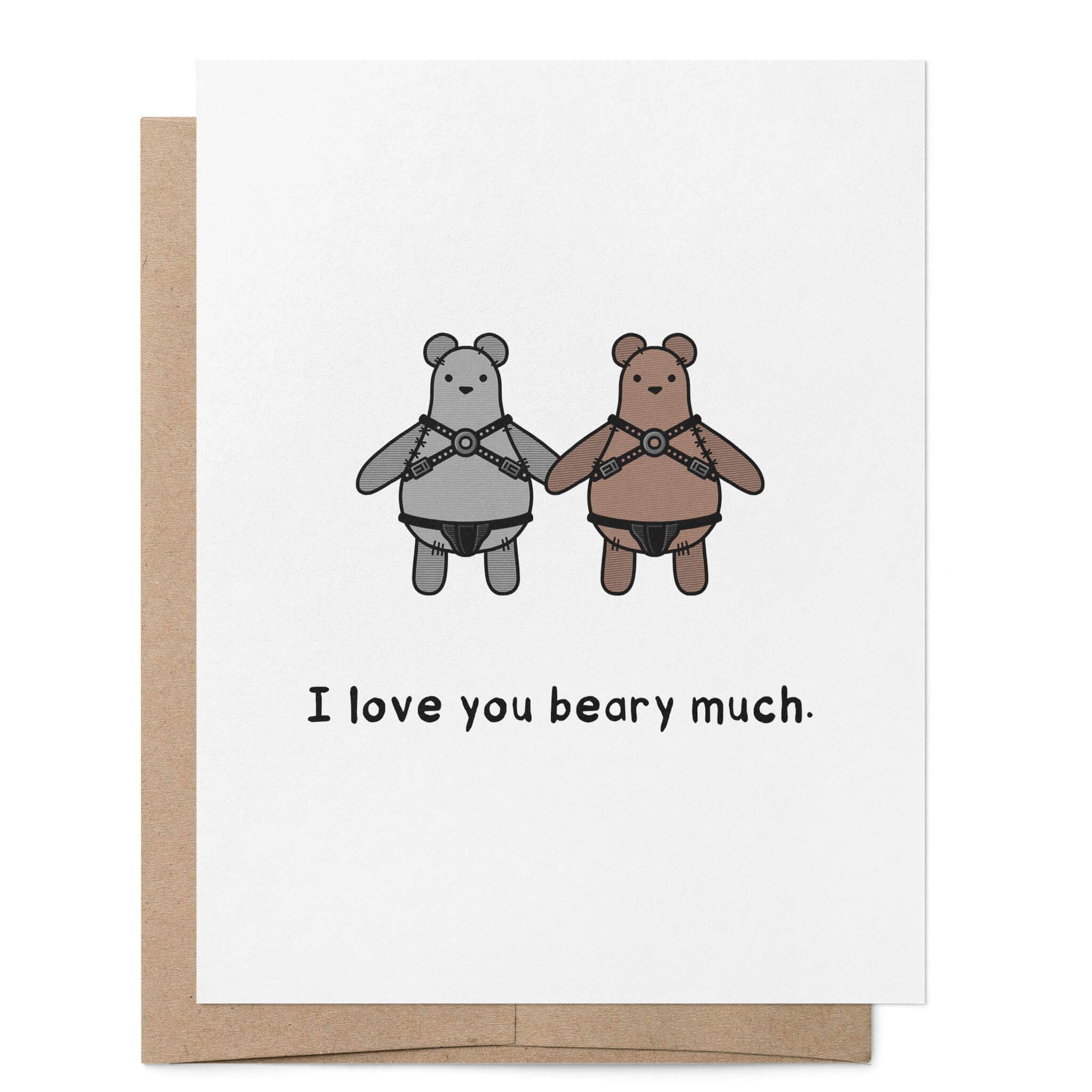 That Queer Card Co - Wholesale Love Card - I Love You Beary Much Leather | Gay Love Relationship Card1