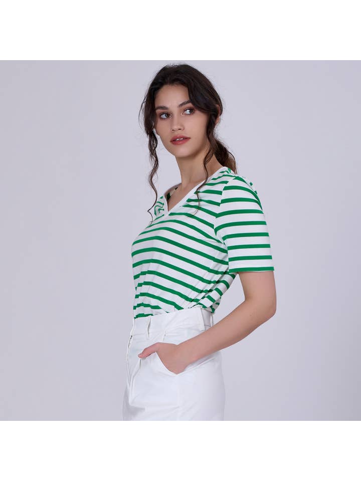 Smart and Joy - Wholesale T-Shirt - Women's - V-neck cotton sailor t-shirt