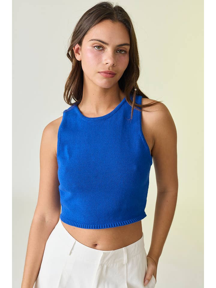 Papermoon - Wholesale Knit Top - Women's - PT17294-T - Lara Round Neck Sleeveless Crop Knit Top