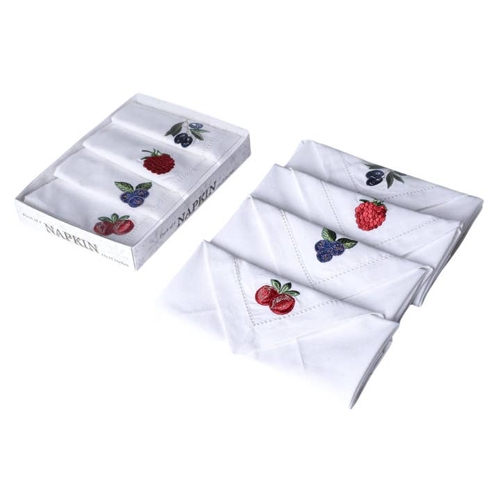Multi Cotton Hemstitched Dinner Napkins, Gift Package (Set of 4) for wholesale on Faire