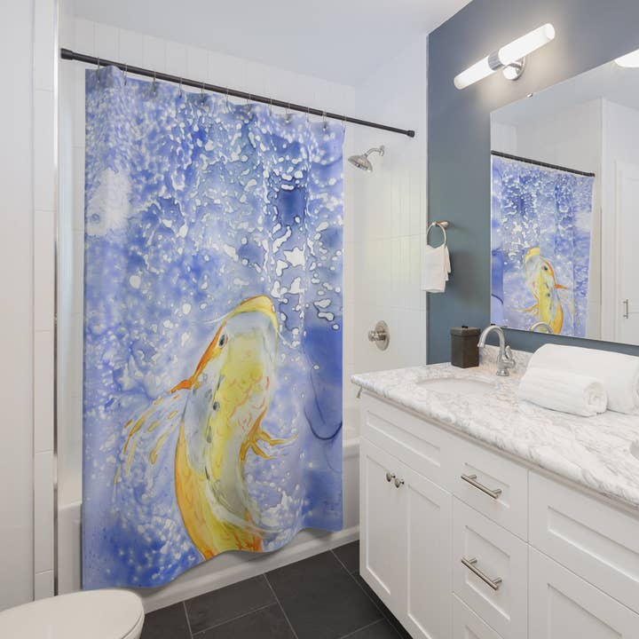 Cortina de ducha Prosperity Koi para venta al por mayor de Brazen Design Studio