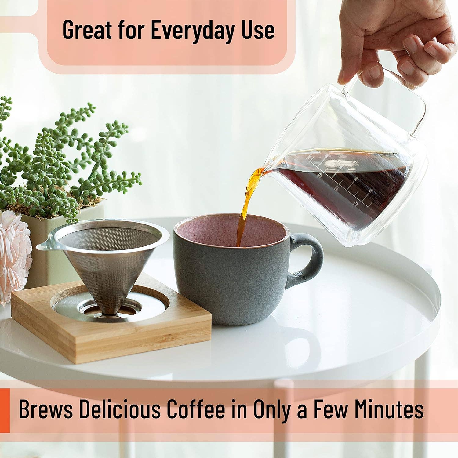 Brew To A Tea - Wholesale Pour Over & Dripper - BTaT Pour Over Coffee Maker Set - Double Wall Glass 16oz5