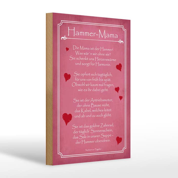 Cartello in legno con scritta 20x30 cm Martello Mamma Decorazione Cartello per la vendita all'ingrosso da parte di Femer