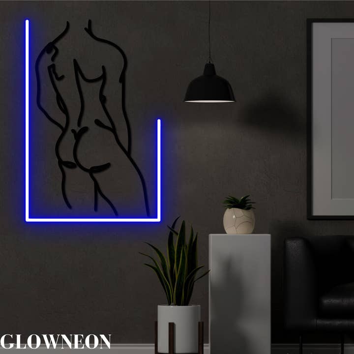 Glow Neon - Wholesale Neon Sign - Design Body Man One Line Art, Sexy Muscle Man Wall Art Decor3