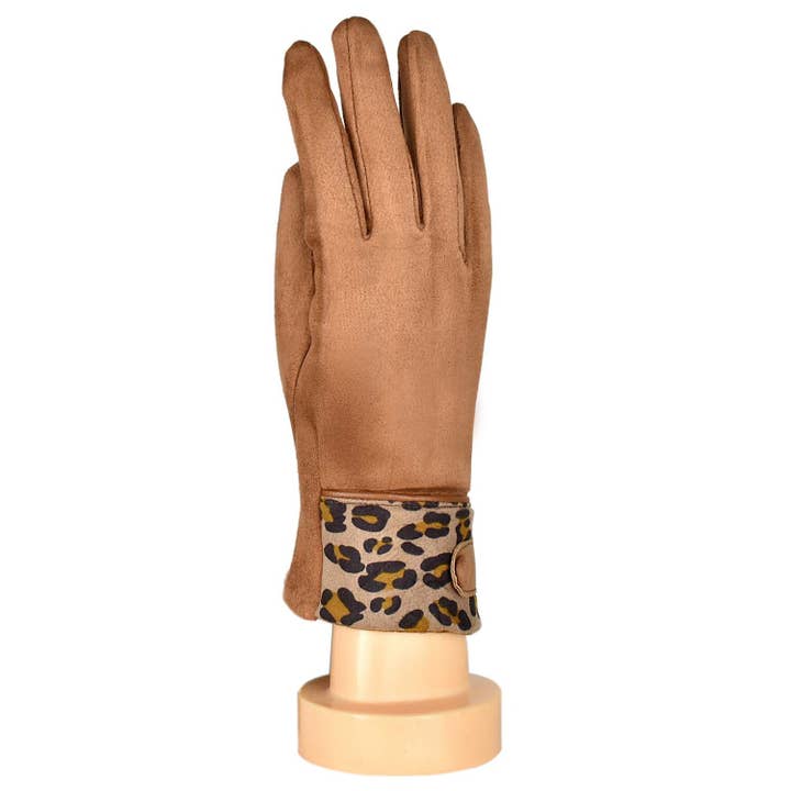 Taylor Hill Scarves & Co - Wholesale Gloves – Women's - THSG1052: Tan: Leopard Tips Gloves1