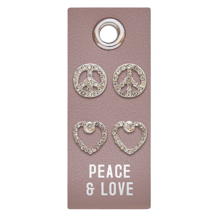 Silver Stud Earrings - Peace & Love for wholesale by Santa Barbara Design Studio by Creative Brands