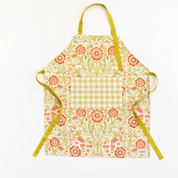 Poppy Apron - Bold Floral Kitchen Decor, Baking for wholesale by Gingiber