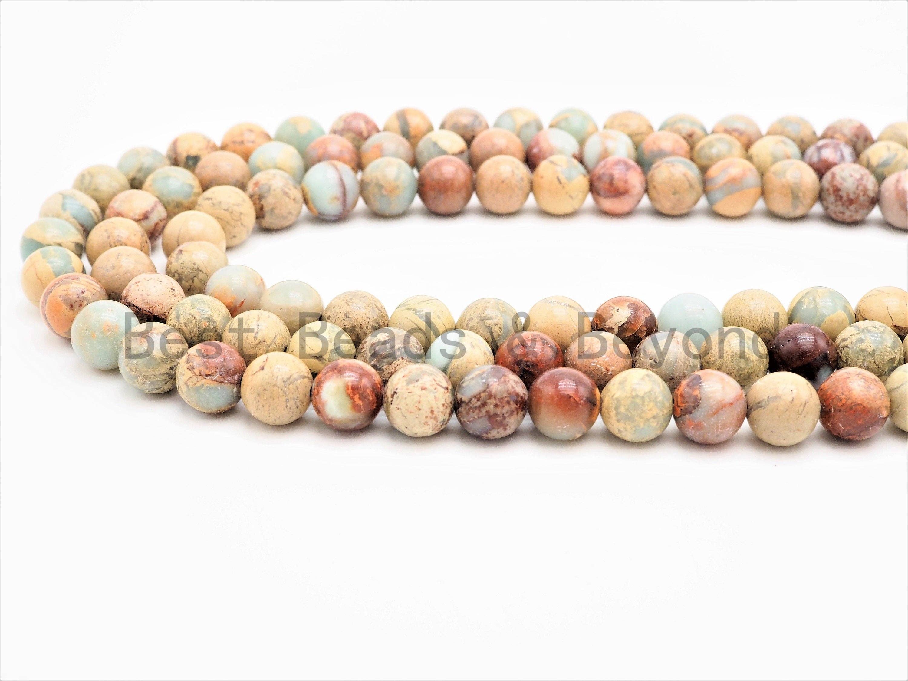 BestBeads&Beyond - Vente Perle - Perles rondes lisses en serpentine naturelle de qualité, diamètres 4 mm/8 mm/10 mm/12 mm, perles d'opale africaine, 39,4 cm de long, SKU#U3124