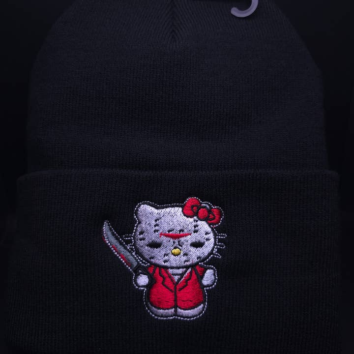 Gorro de Punto Bordado para Adulto Jason V Kitty para venta al por mayor de El Wicked Wardrobe