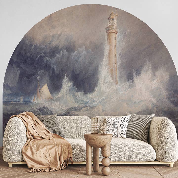 Sea Storm Arch Wall Decal: Sailing Ship & Lighthouse Decal for wholesale by SimurgWallArts