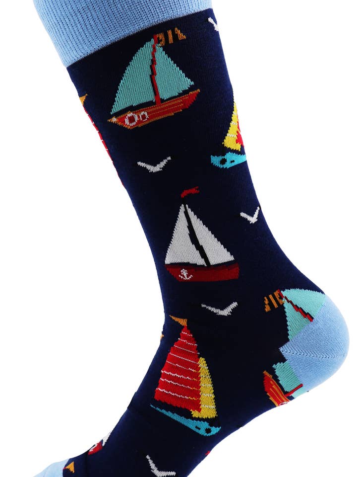 Calcetines Divertidos de Tripulación Unisex con Motivo de Barco de Vela para venta al por mayor de SoXcellent