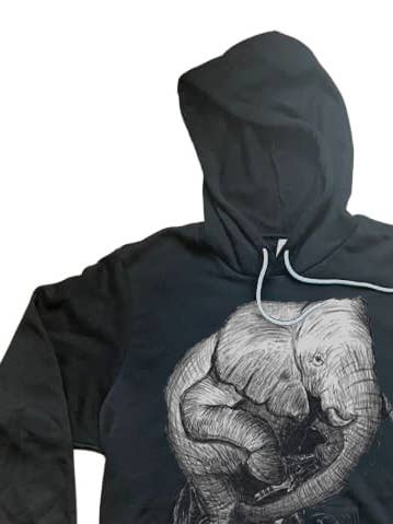 Elephant on a Bicycle Hooded Sweatshirt for wholesale by Dark Cycle Clothing