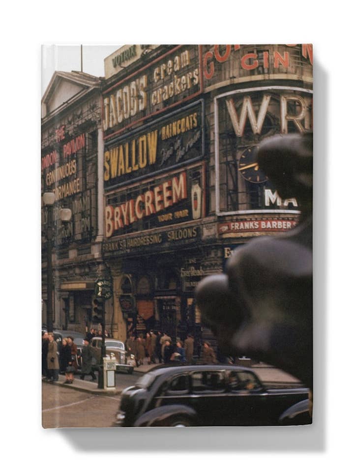 Piccadilly Looking up Shaftesbury Avenue, London by Chalmers Butterfield, 1949 - Hardback Journal for wholesale by Flashback Shop