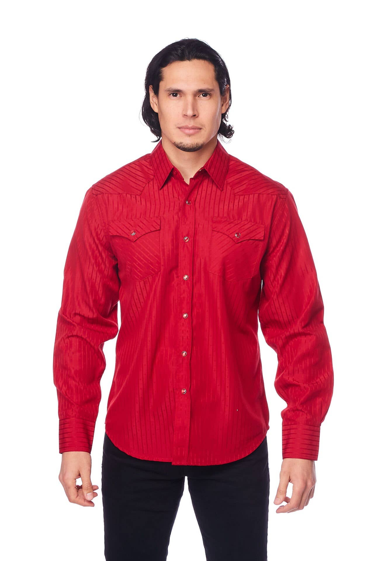 Rodeo Clothing - Wholesale Button Down Shirt - Men's - Men's long sleeve western cotton/poly yarn-dyed plain shirts15