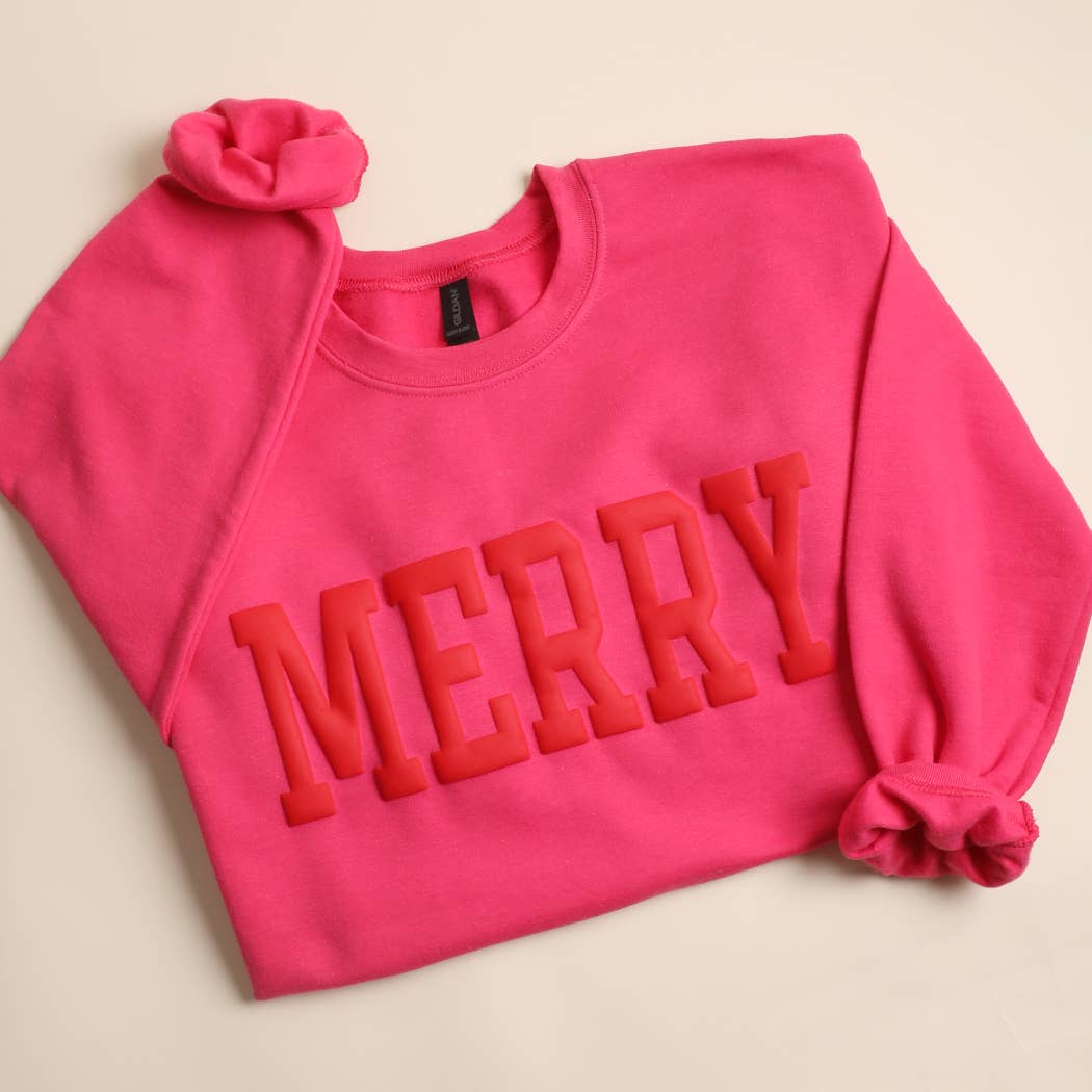 Fashion City – wholesale Graphic sweatshirt – Unisex – MERRY Puff Raised Letter Heavyweight Sweatshirt4
