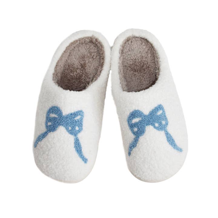 Pantofole Christa Cozy Cream Bow Azzurro Sereno con Fiocco per la vendita all'ingrosso da parte di Lemonbella