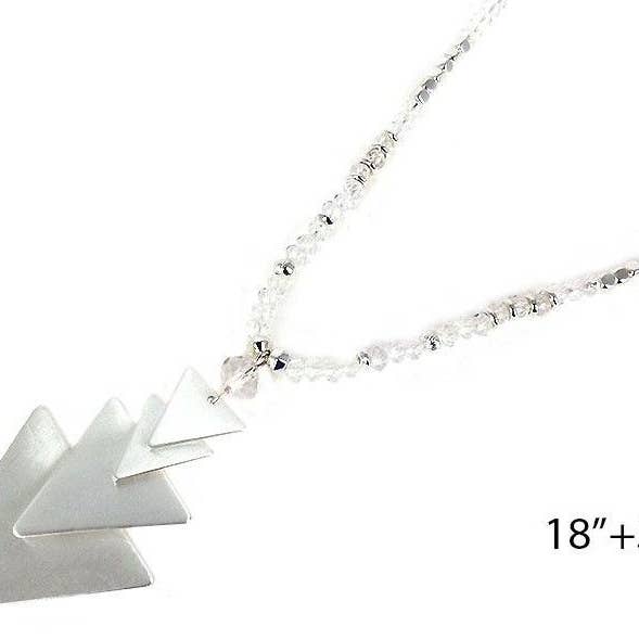 Necklace - Silv Metal Triangle Tier for wholesale by Flirt Jewelry