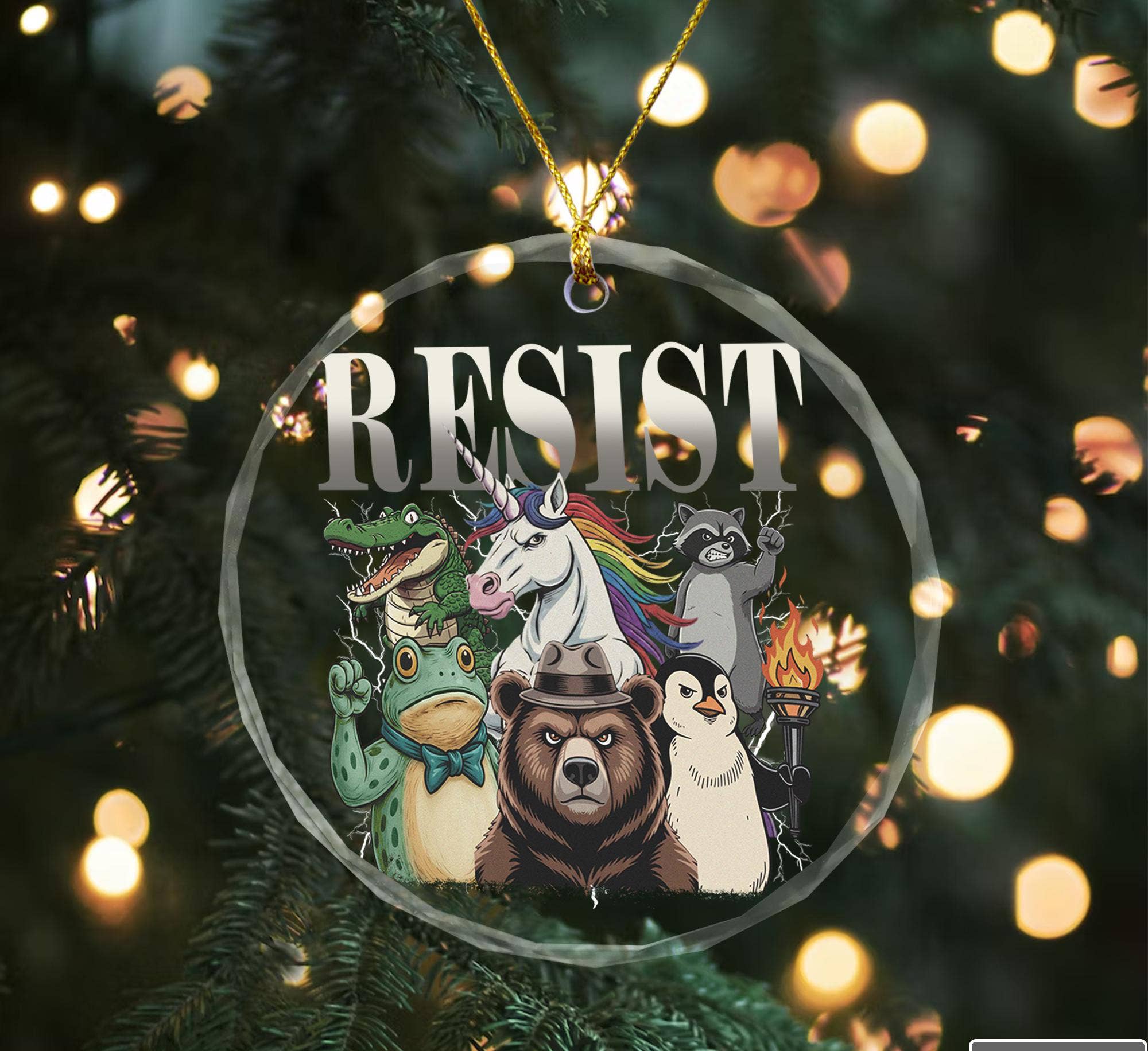 Embrova - Wholesale Ornament - Portland Frog Protester Ornament, Frog Meme Ornament0