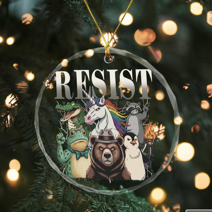 Embrova - Wholesale Ornament - Portland Frog Protester Ornament, Frog Meme Ornament