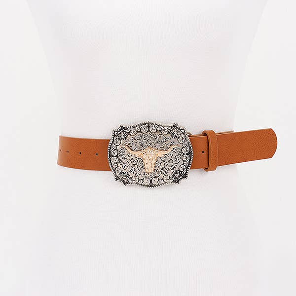 Oblige by G - Wholesale Belt - Women's - Western Longhorn Buckle Belt PB89856