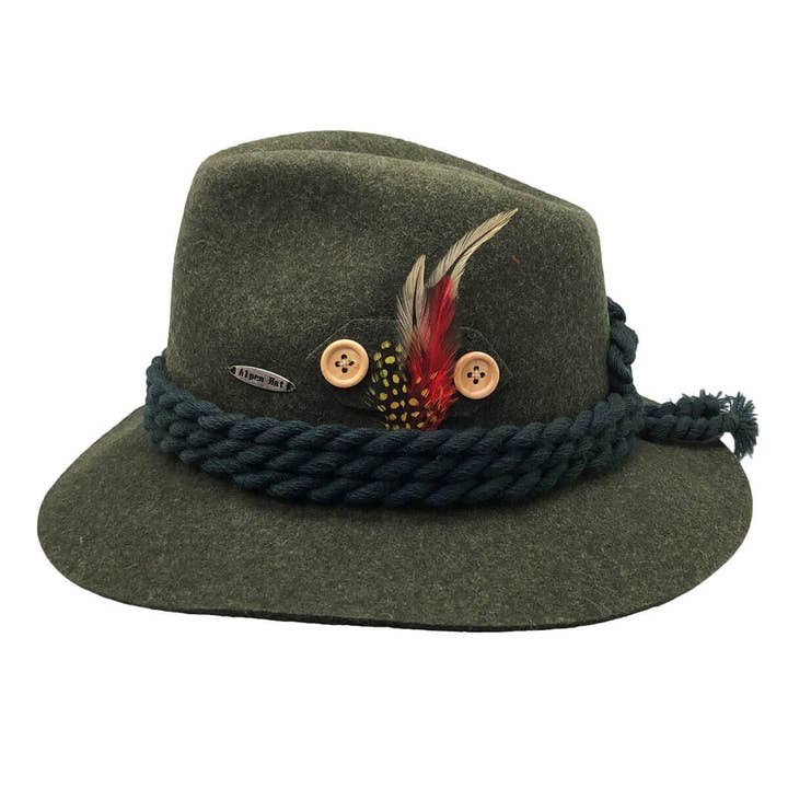 Chapeau de chasse vert des Alpes allemandes 100% laine pour la vente par European Heritage Gifts