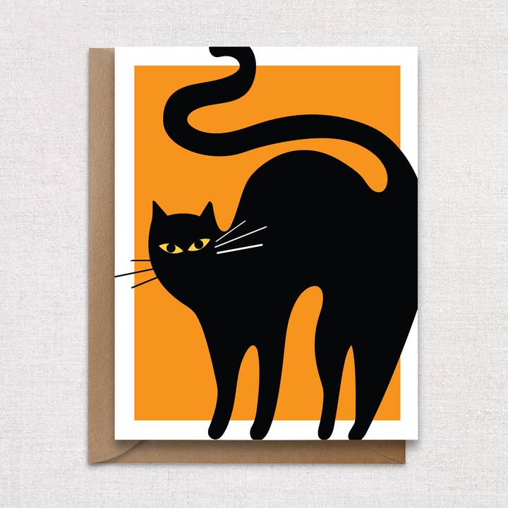 Black Cat Halloween wenskaart voor wholesale door HellaHoney Co