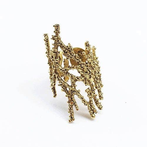 Seaweed Gold Stainless Gold Ring - jewelry - gift for wholesale by Lotta Djossou Paris