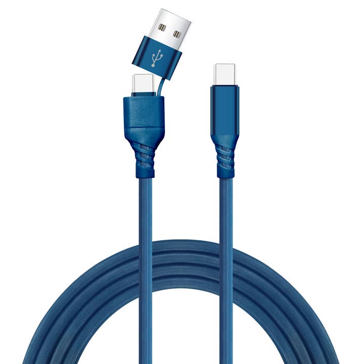 LAX Gadgets - Wholesale Charging Cable - 2-in-1 USB-A/USB-C to USB-C Fast Charging Cable- Retail Pack4