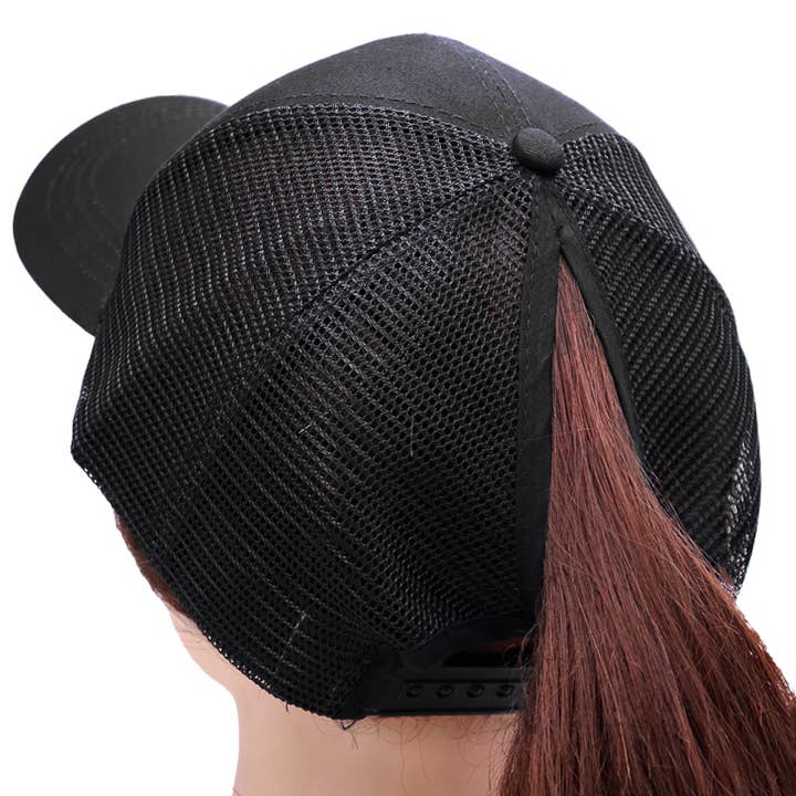Cap Zone – wholesale Trucker hat – Women’s – Ponytail High Mesh Snap Back Trucker Hat4