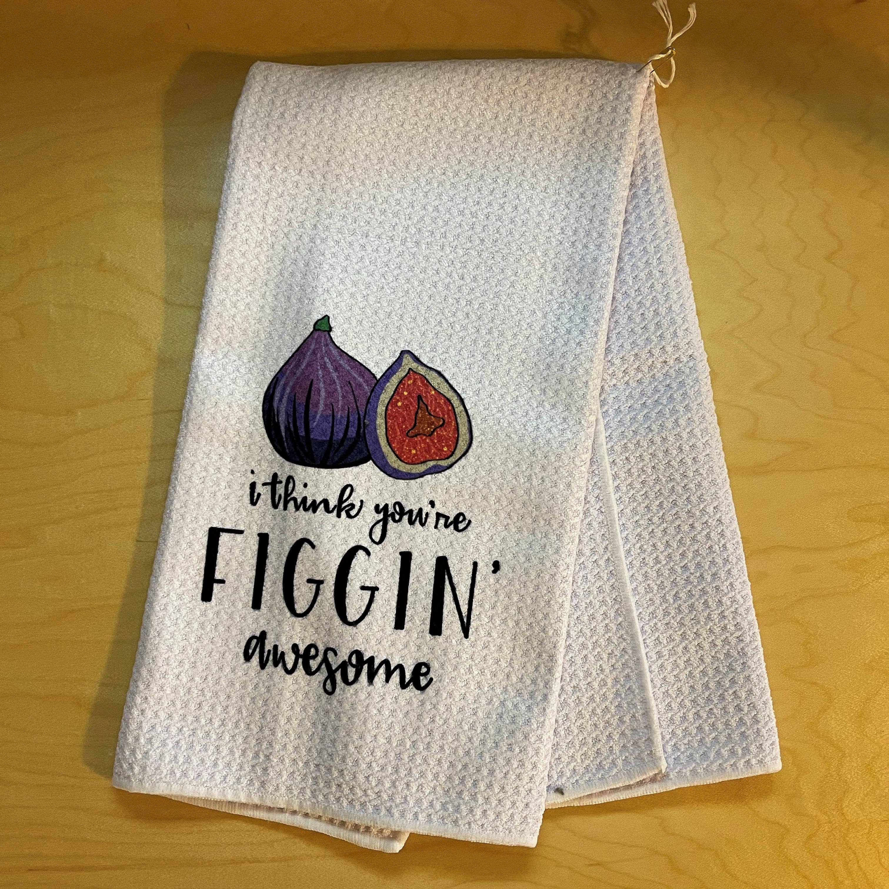 Black Cat Bazaar - Wholesale Tea Towel - I Think You're Figgin' Awesome - Tea Towel2