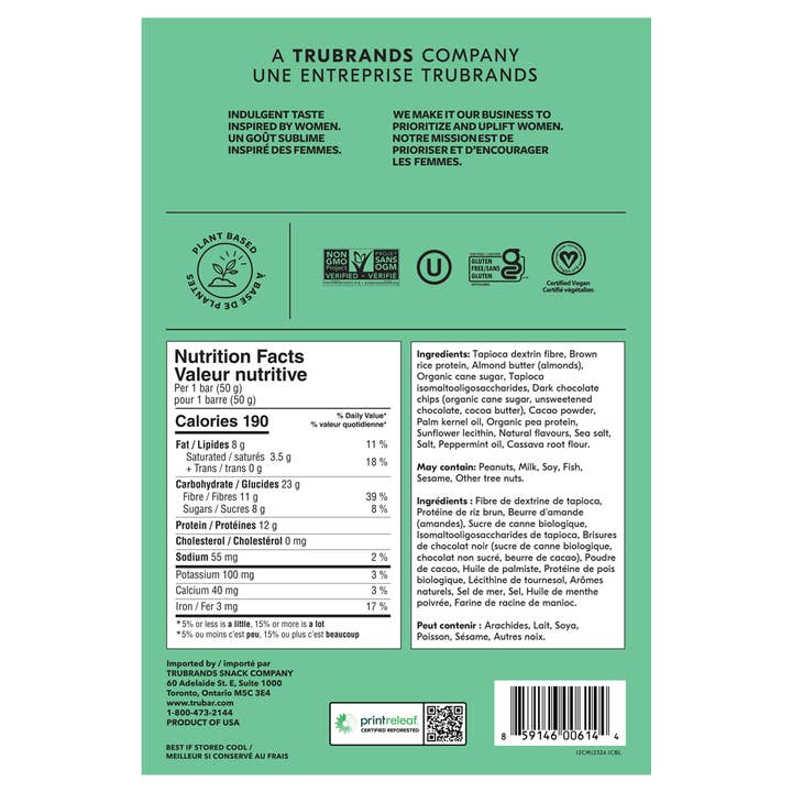 TRUBAR - Wholesale Snack Bar - TRUBAR It's Mint to Be Chip 12 Count2