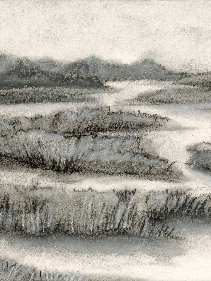 Charcoal Waterscape no. 2, 2025 - ART PRINT for wholesale by Hattie Darling
