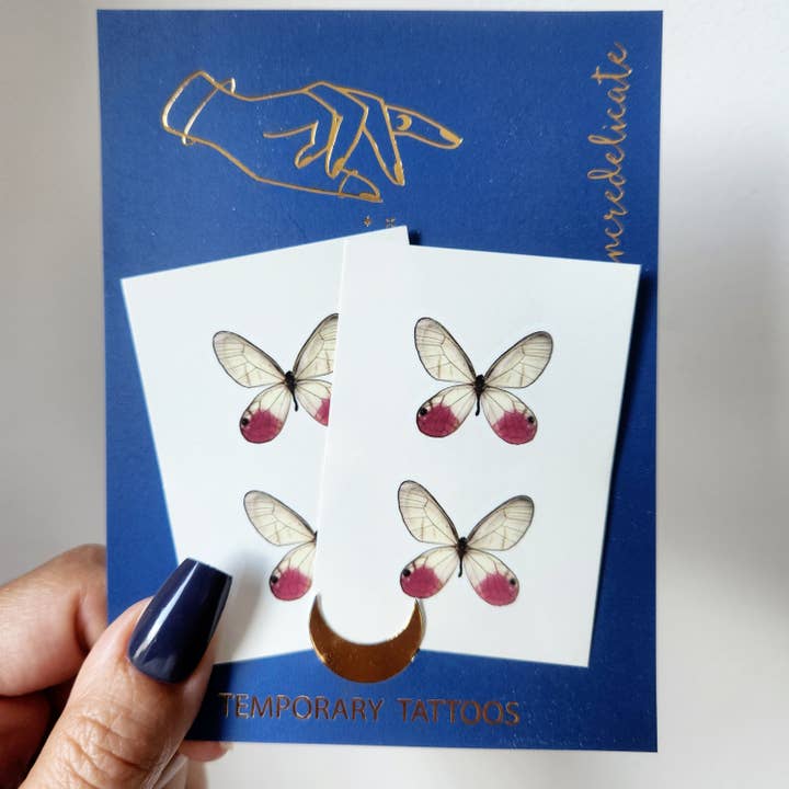 encredelicate - Wholesale Temporary Tattoo - 4 pink butterflies temporary tattoo1