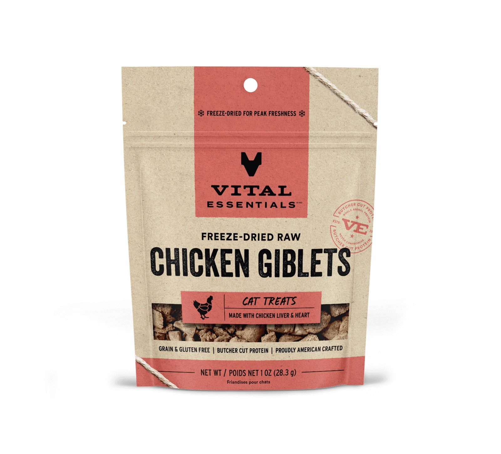 Pet Palette Distribution - Wholesale Pet Treats - Cat - Vital Essentials Chicken Giblets FD Cat Treats 1 oz2