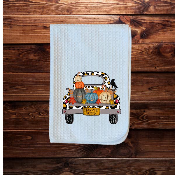 Fall Pumpkin Harvest Truck Towel for wholesale by The Adorned Willows Marketplace LLC