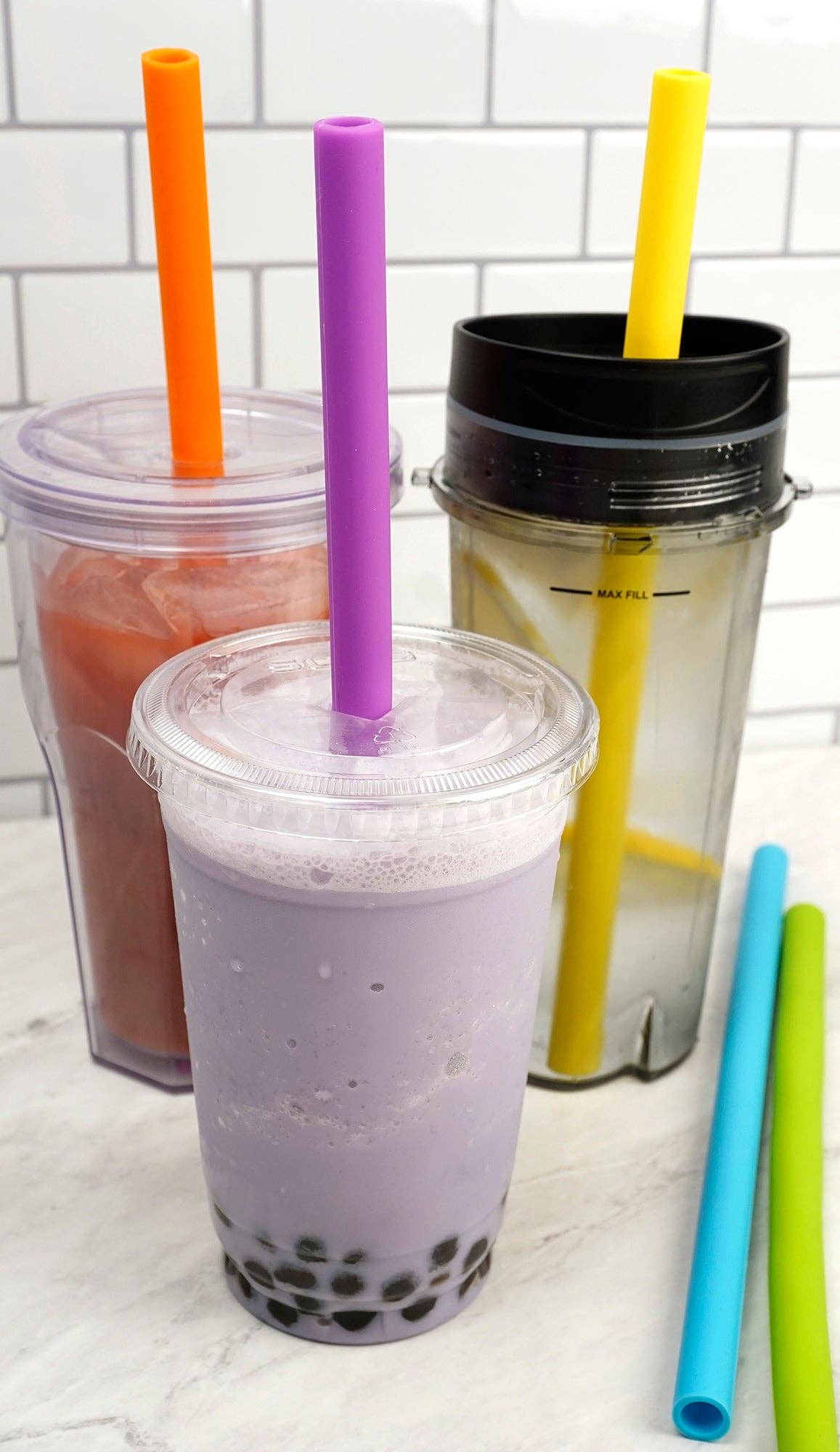 RSVP International - Wholesale Drinking Straw - 10In Silicone Smoothie Straw Set Of 64