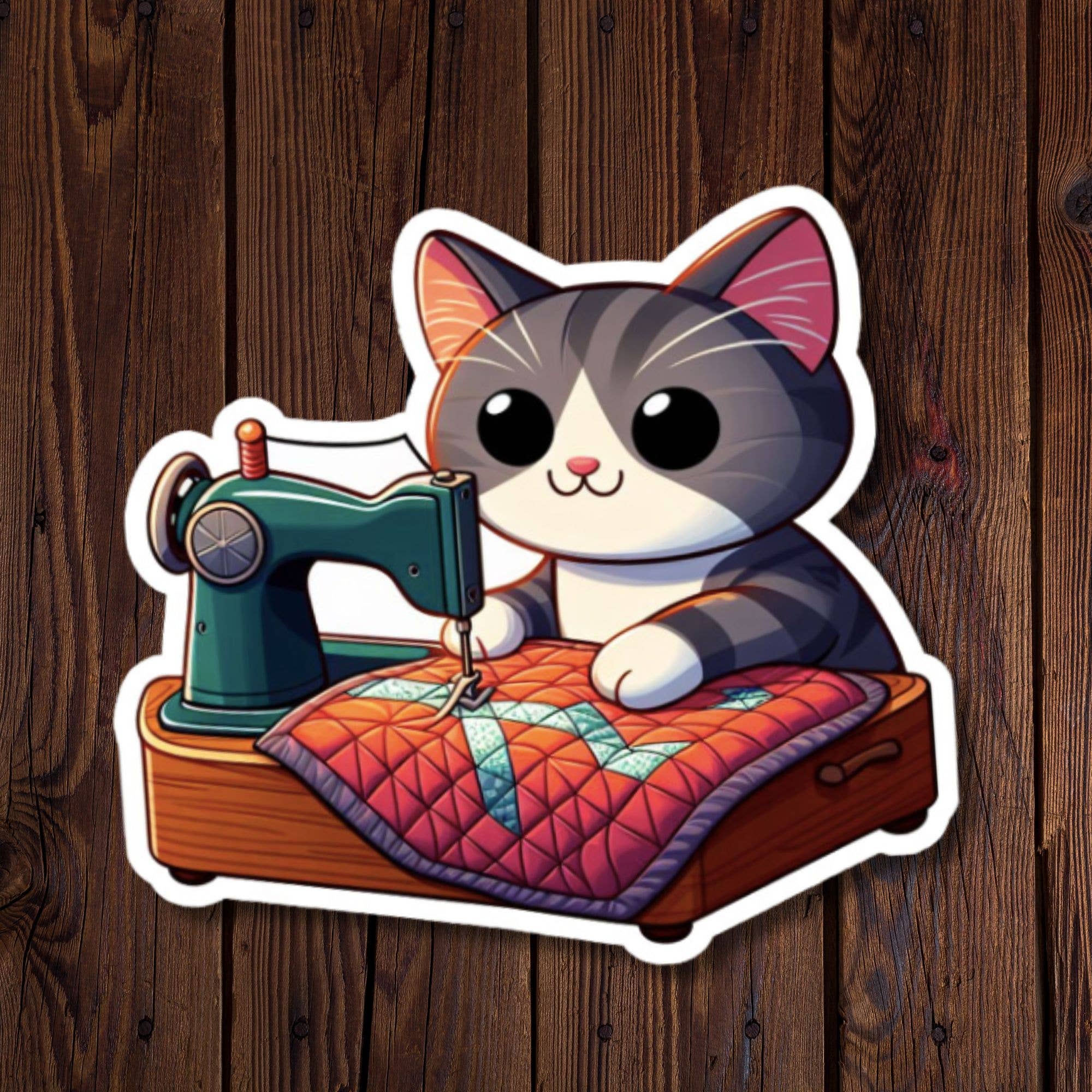 Roxanne Johnston Designs - Wholesale Sticker - Gray Cat Quilting