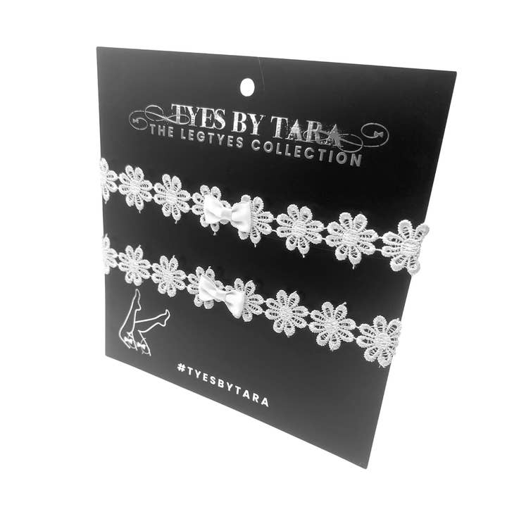 White Flower Leg Garters | Blossom White Legtyes for wholesale by Tyes By Tara