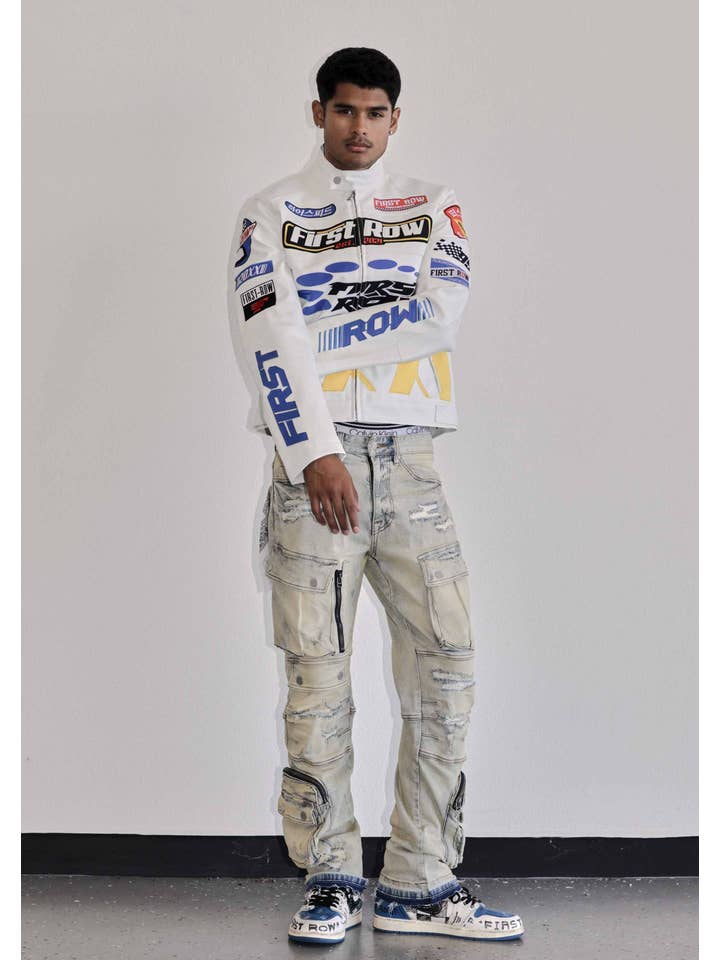 First Row - Wholesale Jeans - Men's - UTILITY CARGO SHARP DENIM PANTS