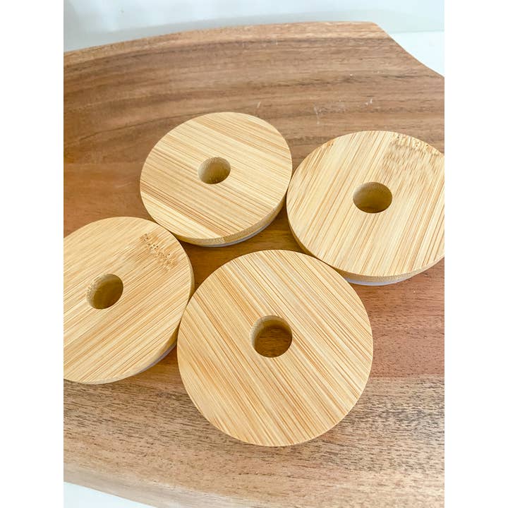 LovealwaysDesignsUS - Wholesale Drink Lids - SET of 4 Bamboo lids; coffee lids