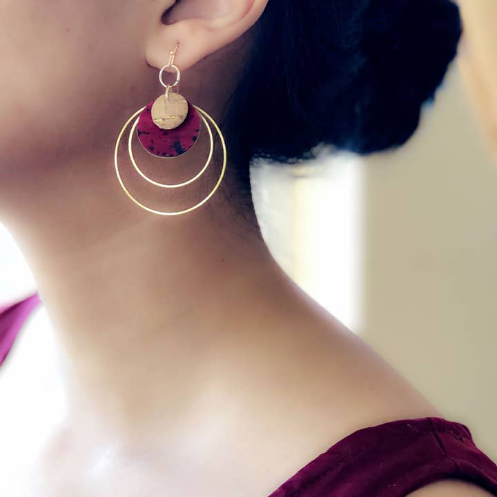 Cork Hoop Earrings - Wine for wholesale by Sumsaara