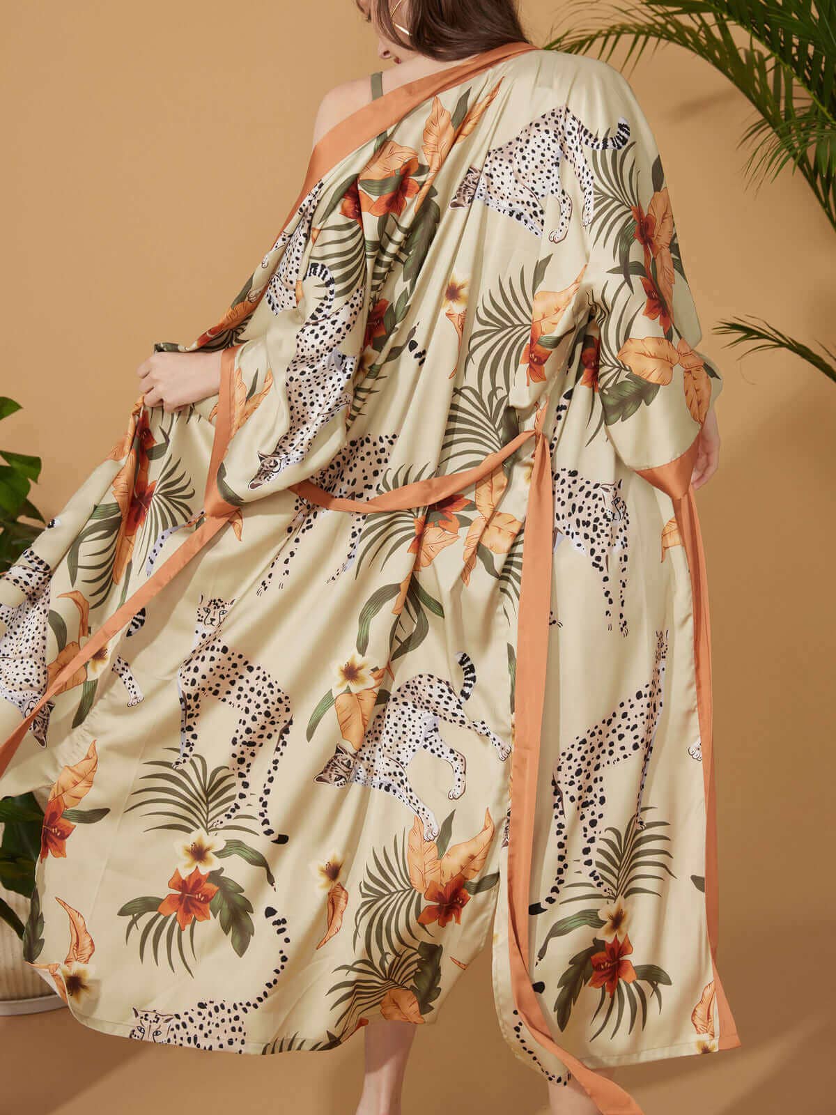 Orange Leopard Kimono Robe for wholesale on Faire1