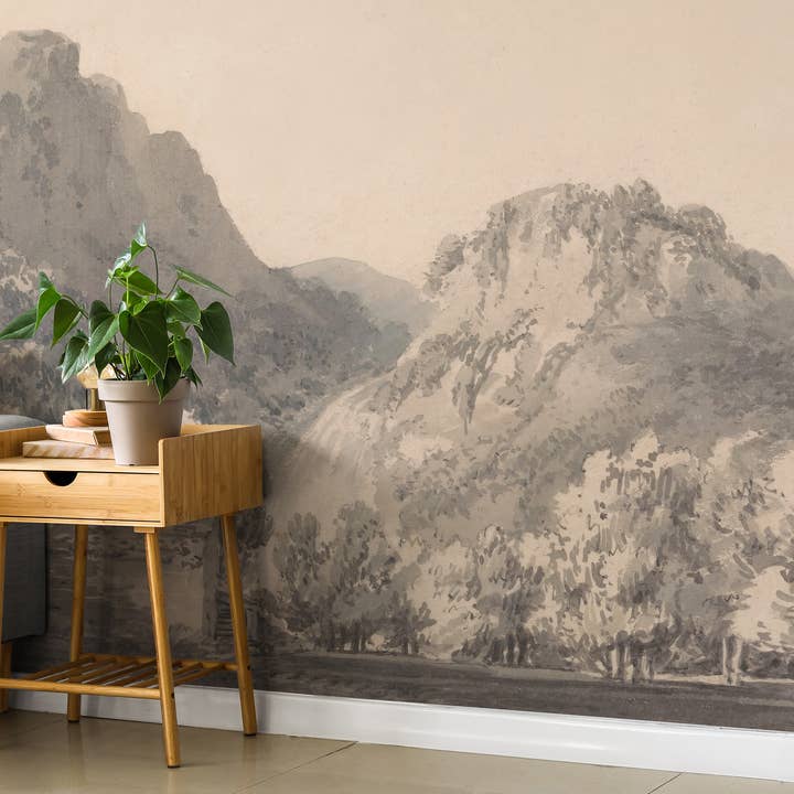 SimurgWallArts - Wholesale Wallpaper - Vintage Landscape Wallpaper: Soft-Toned Panoramic Wall Mural2
