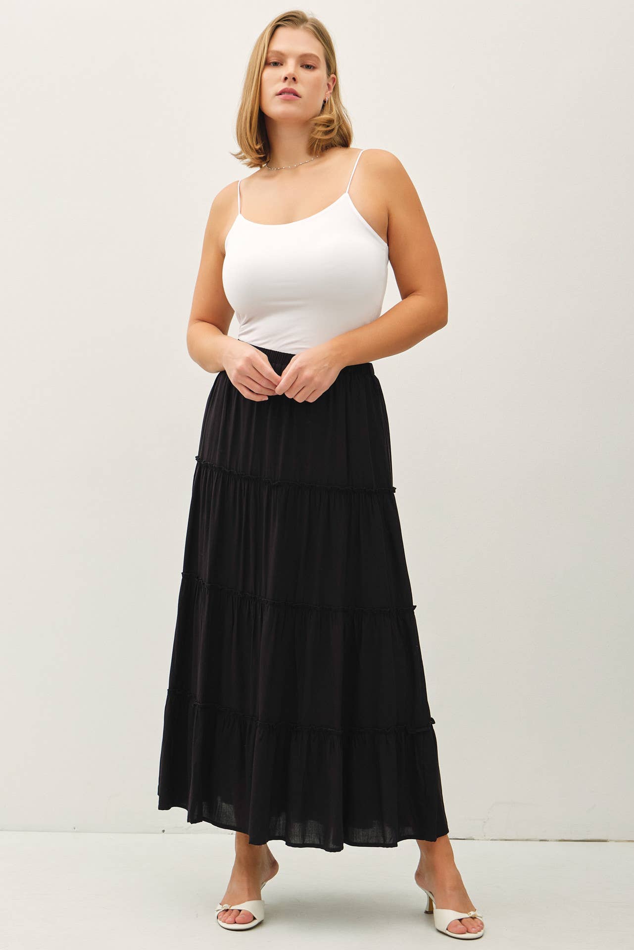 Be Cool - Wholesale Skirt - Women's - PLUS SIZE 4-TIERED MAXI SKIRT0