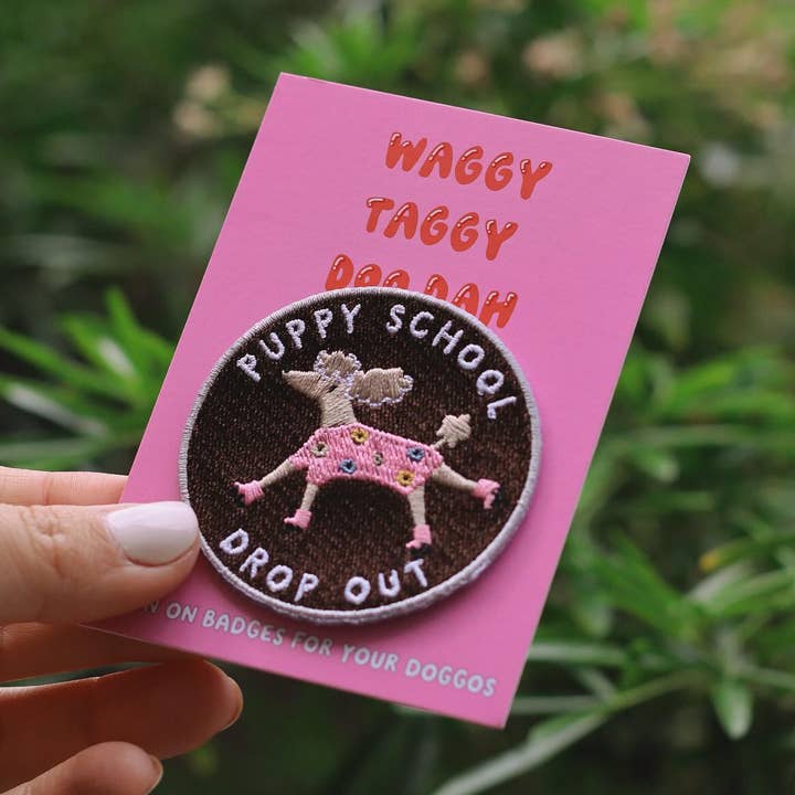 Apex Pet Products (Meaty Bubbles) - Vendita all'ingrosso Bandana - Cani - Toppa termoadesiva ricamata Puppy School per bandane per cani (Co0