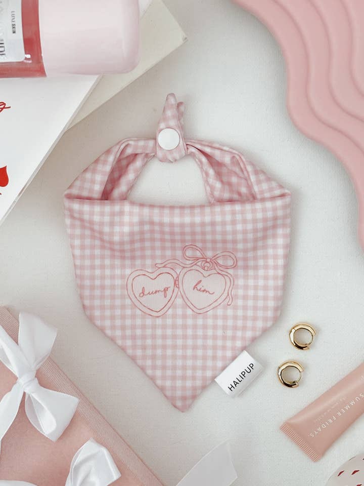 Dump Him Gingham Dog Bandana for wholesale by Halipup